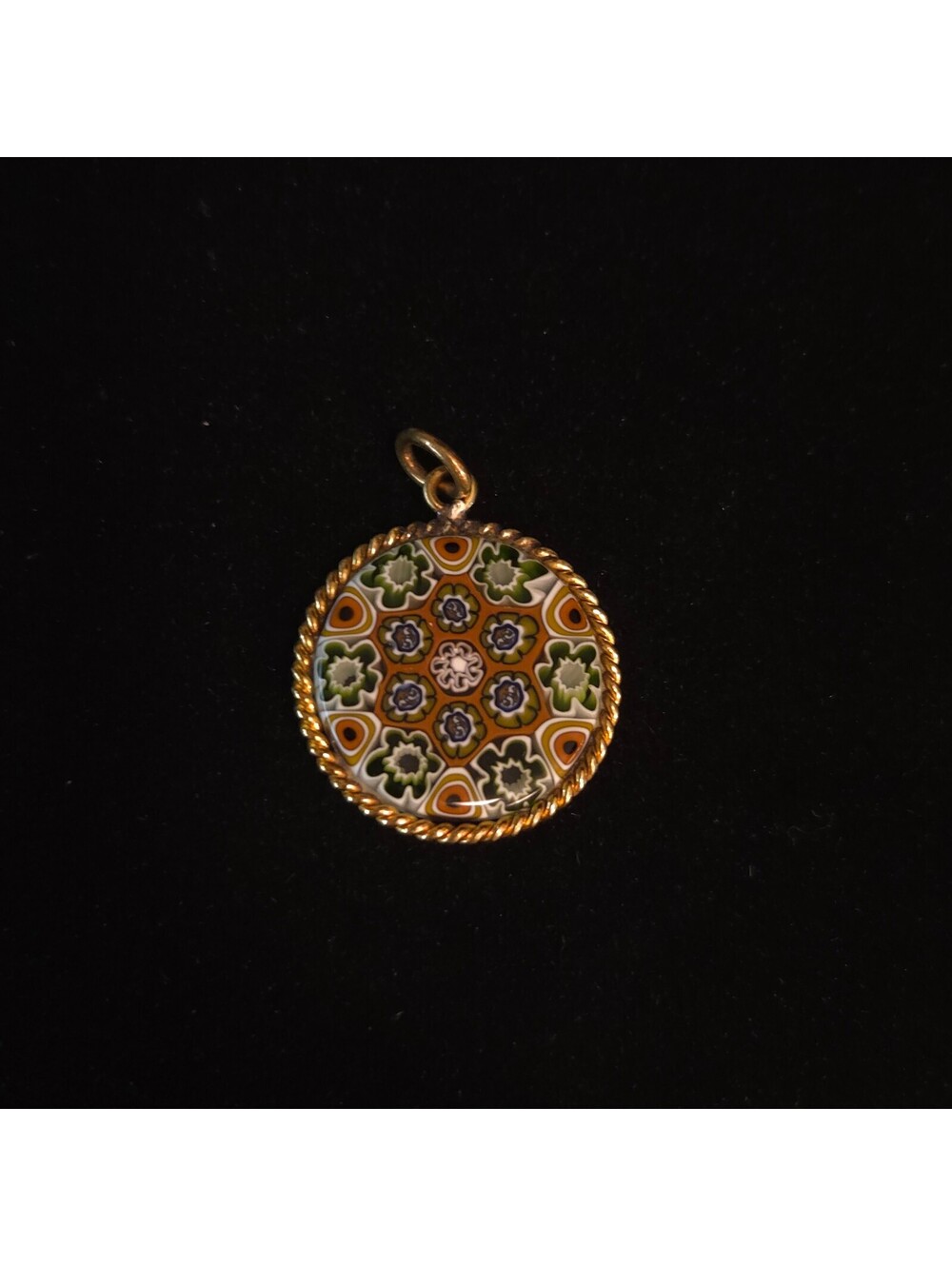 Vintage Gold-plated Italian Millefiori Art Glass Pendant - Picture 1 of 7